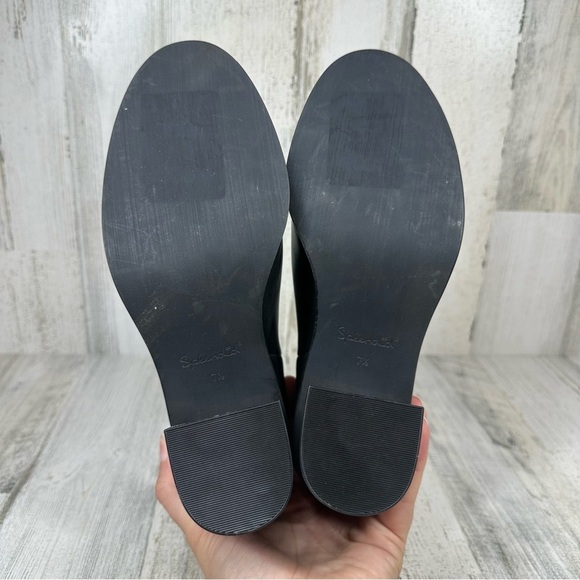 New Splendid Magnolia Leather Wood Grain Heel Ankle Boot in Black #1268 - Picture 10 of 14